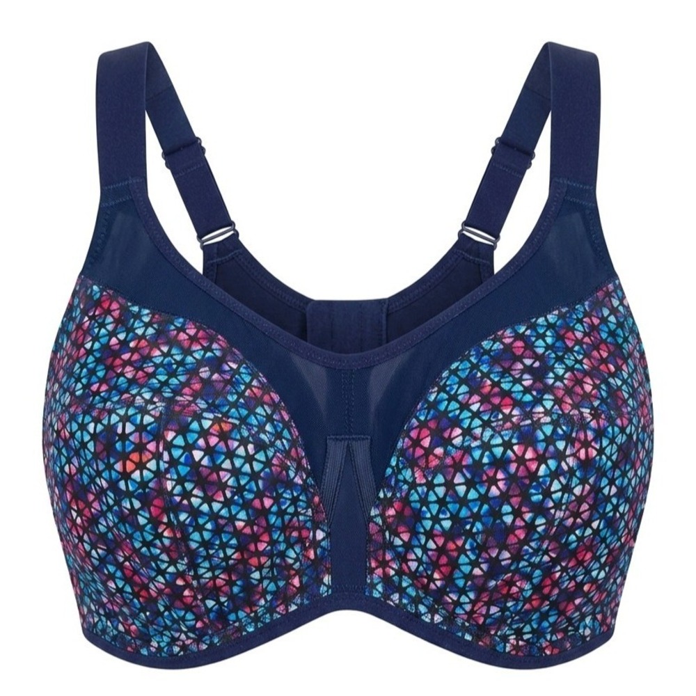 Elomi Energise Underwire High Impact Sports Bra Sz 32K Blue Multicolor EL8042